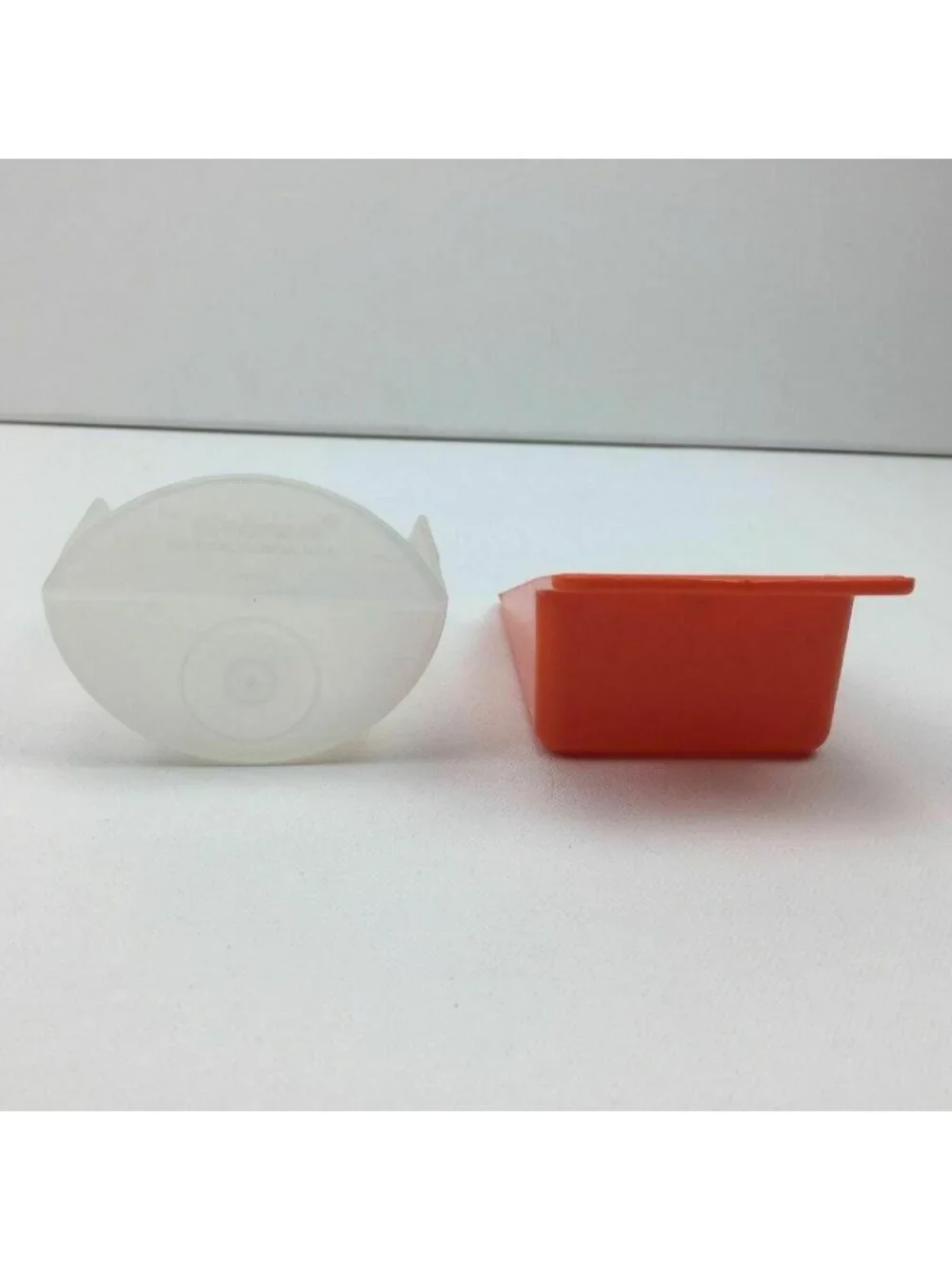 Tupperware Lot Set 2 Rocker & Canister Scoops Sheer White & Orange #292  #1452
